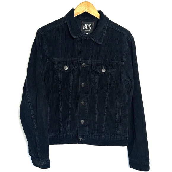 BDG Urban Outfitters Black Corduroy Trucker Jacket Oversized Size Small Y2K - Picture 1 of 14